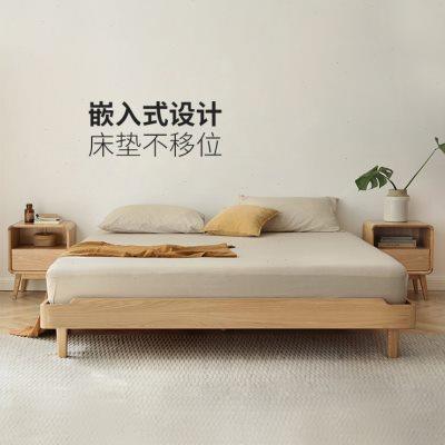 方迪实木床榻榻米水曲柳无床头床小户型1.5米床白蜡木实木双人床