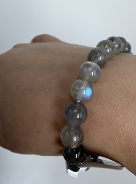 天然灰月光石手链女时尚小清新简约水晶单圈手串饰品礼物百搭串珠