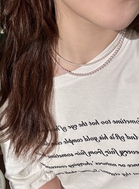 带证书无核天然淡水小米珠4mm项链女轻奢小众设计感高级颈链新款