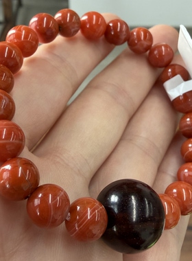 带证书保真天然无优化直播间孤品天然川料南红玛瑙手串正品柿子红