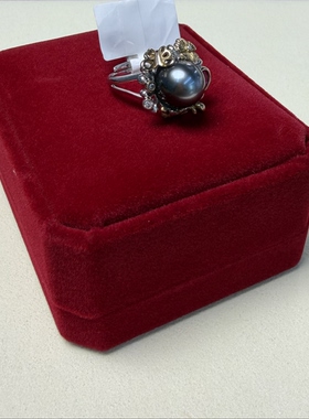 天然海水大溪地珍珠925银戒指孤品直播专拍链接