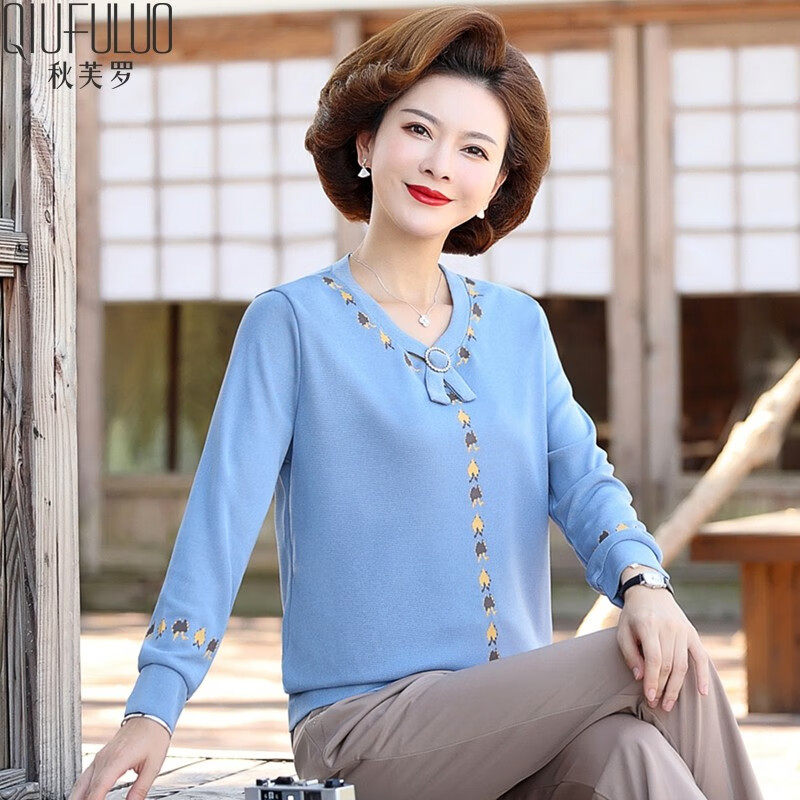 秋芙罗中年妈妈装春装时尚长袖T中老年女装