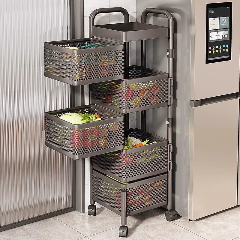 厨房旋转置物架落地多层菜篮子