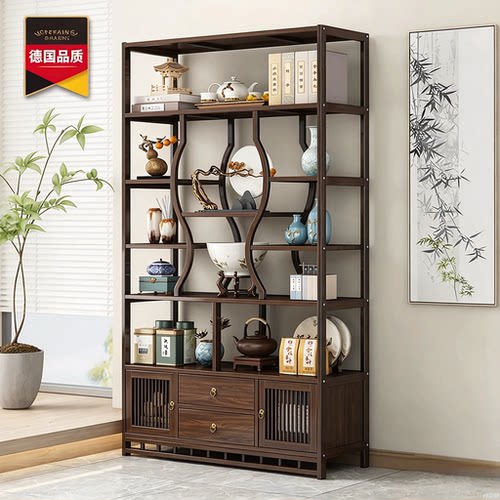 中式楠竹茶具博古架隔断收纳架子