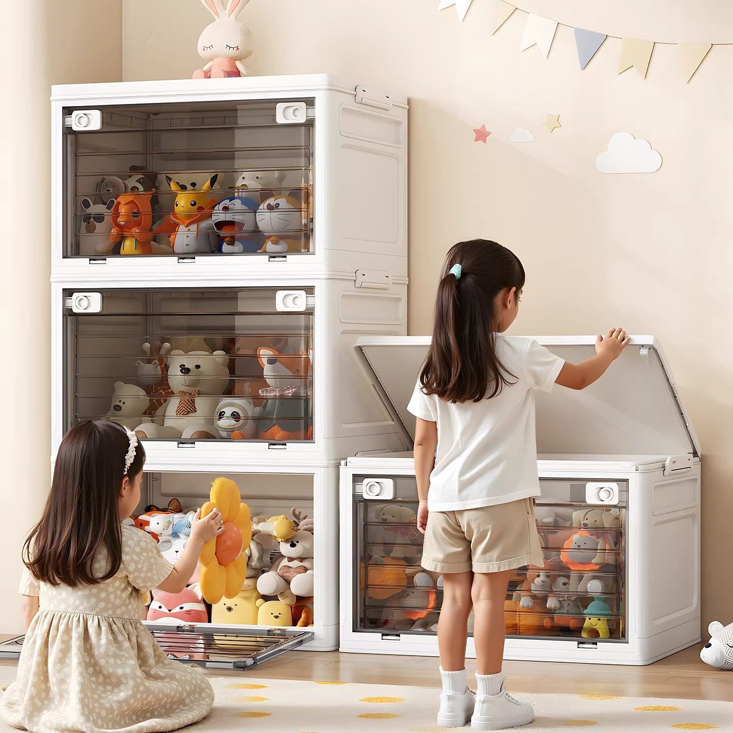 日本可折叠儿童玩具收纳箱客厅大容量储物柜整理带滑轮收纳神器,收纳整理,收纳箱,淘宝优惠券,粉丝福利购,淘宝优惠卷