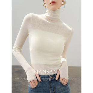 新澳美丽诺羊毛高领修身 见衫 JANSAN 经典 显瘦指套百搭针织打底衫