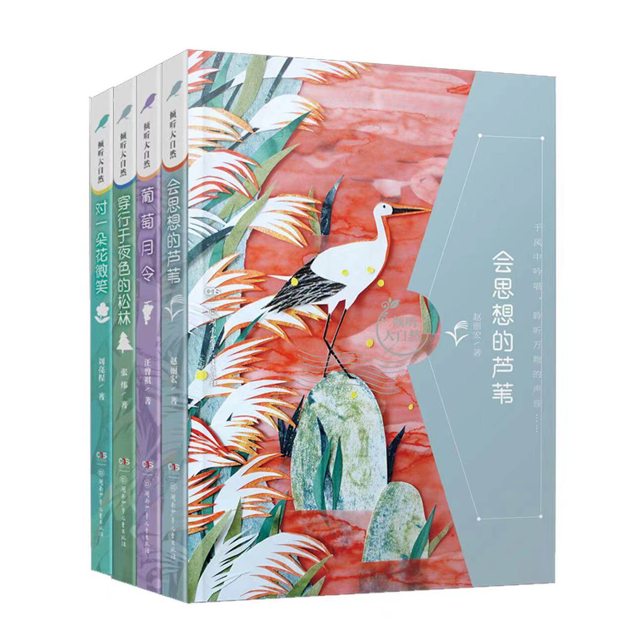 倾听大自然全四册 散文集作品 让孩子与自然对话  会思想的芦苇 葡萄月令 对一朵花微笑 穿行于夜色的松林