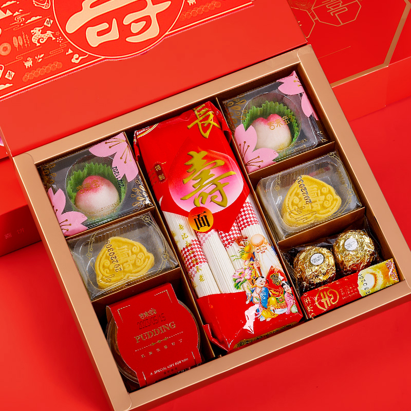 老人祝寿礼盒寿宴寿桃寿面回礼60岁70岁80岁90岁100岁生日伴手礼