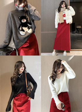 Sorrytin 节日氛围担当 巨显白 复古港风灯芯绒棉质长/短半身裙