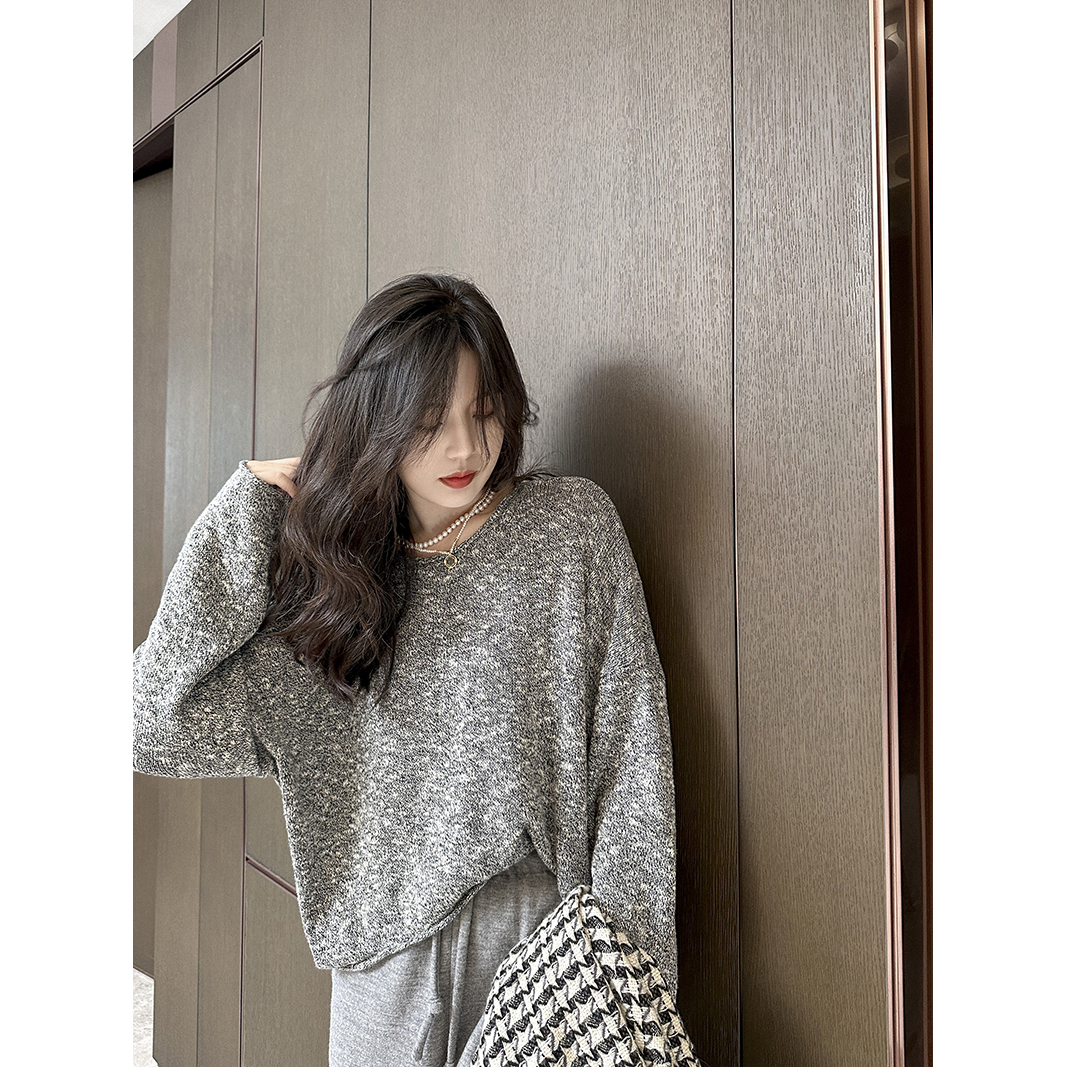 其他针织圆领套头花纱丝麻毛衣