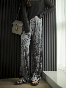 Sorrytin目光所及 眼里只有瀑布大长腿了 砖石丝绒直筒阔腿裤长裤