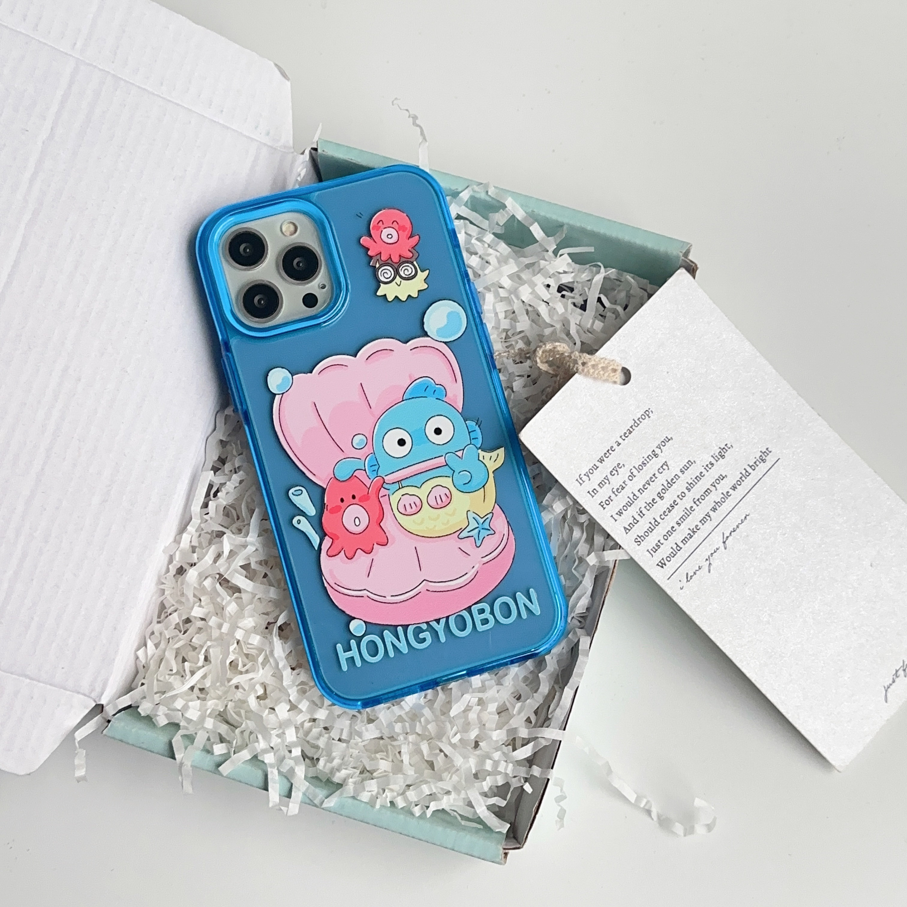 适用苹果15iphone14promax透明13pro亮蓝可爱卡通贝壳小丑鱼超火网红