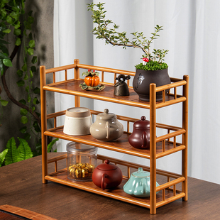 茶杯架子中式小型博古架茶具茶壶收纳架桌面摆件复古置物架展示架