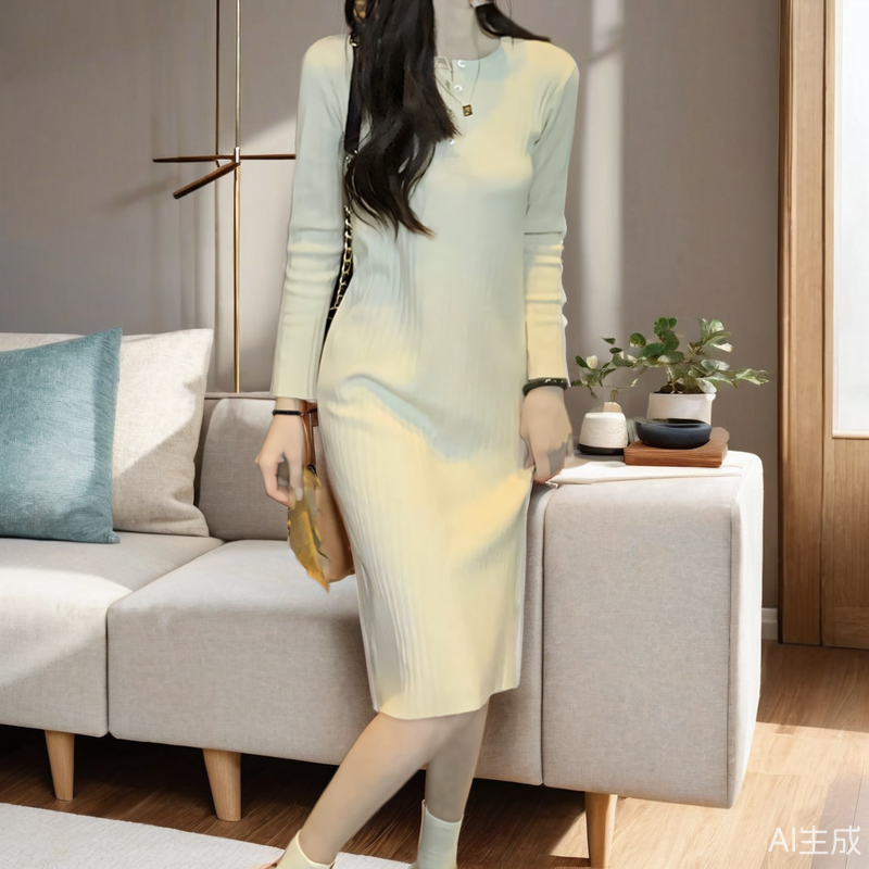 春秋冬季配大衣内搭毛衣裙女