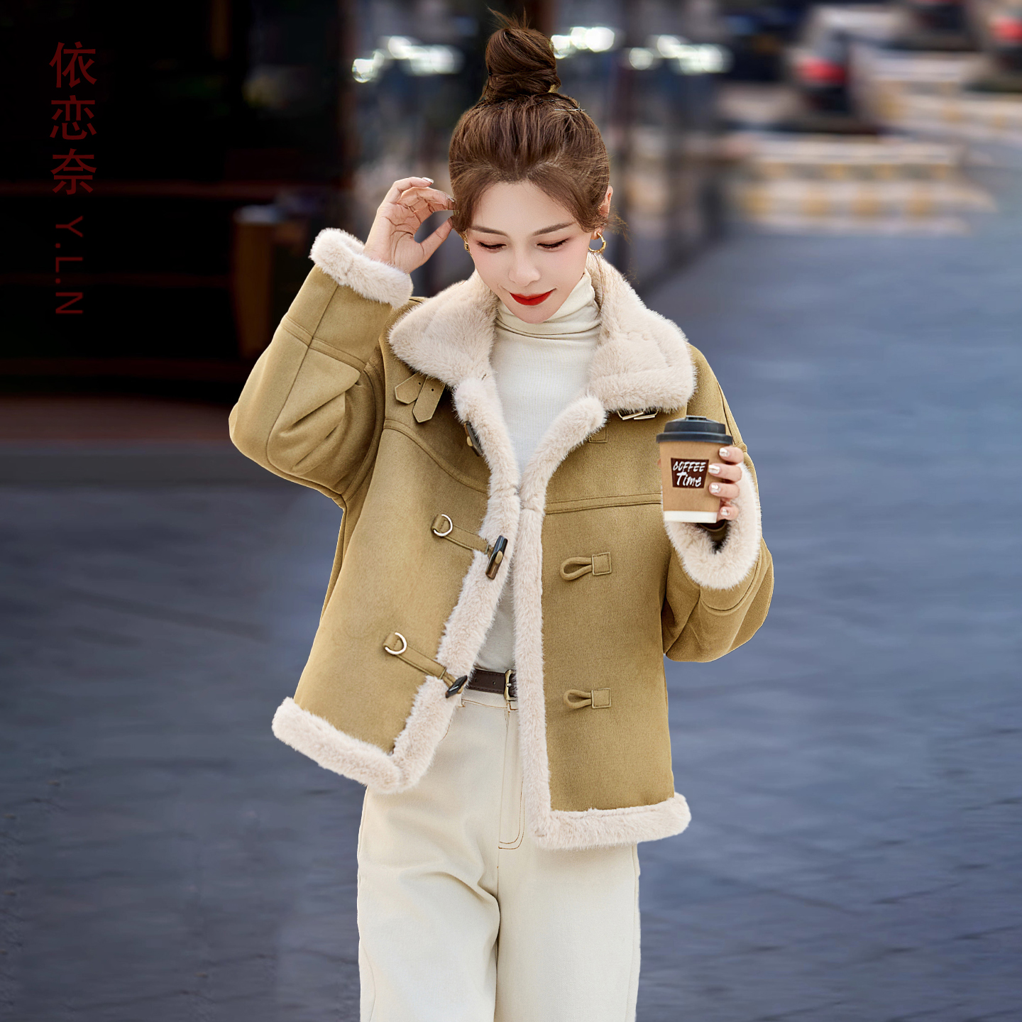 皮毛一体外套女冬季加绒棉衣棉服