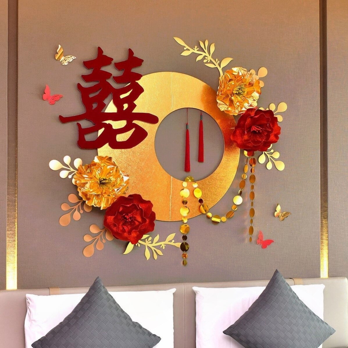婚房布置EVA花朵套餐男女方卧室客厅沙发背景墙喜字拉花装饰结婚