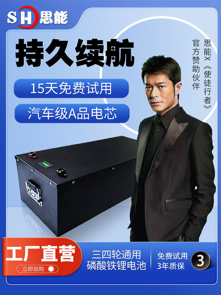 思能电动三四轮车通用磷酸铁锂电池48v60v72v老年代步车电瓶