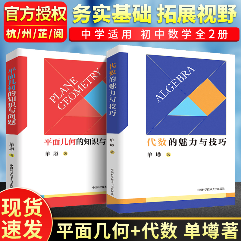中科大初中数学代数的魅力与技巧+平面几何的知识与问题 单墫 初一初二初三初中数学解题规律方法与技巧789年级2021中考数学刷题