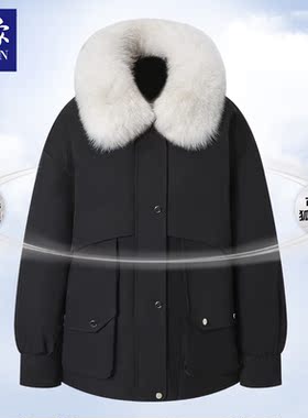女式新款轻奢保暖可拆卸狐狸毛领外套PCJ12225