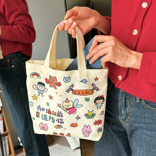 Льняная сумка, портативный портфель, милый тканевый мешок, шоппер