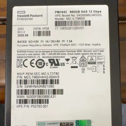 可维修HPE 960GB SAS 12G 2.5 P02763-0议价