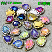 18mm单吊水滴摩卡荧光钻水晶扣K9玻璃单孔吊坠diy首饰项链饰品