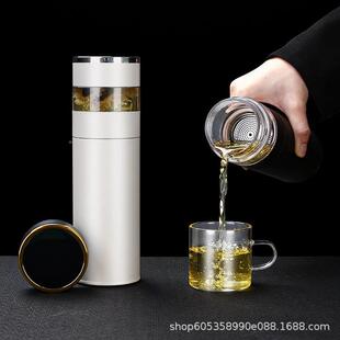 新款16不锈钢显离温温杯轻保奢高级感茶水分3825水杯便携真空泡茶