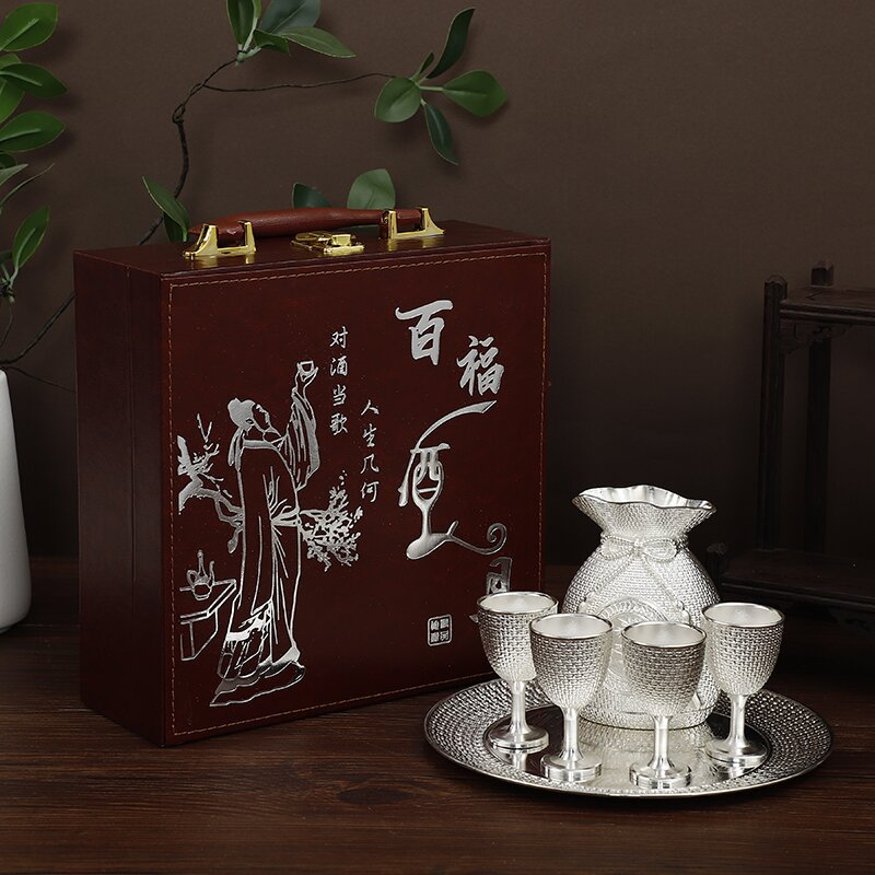 古中式家用酒壶镀银酒具套装白酒杯分酒壶套装家用欧式送礼佳品