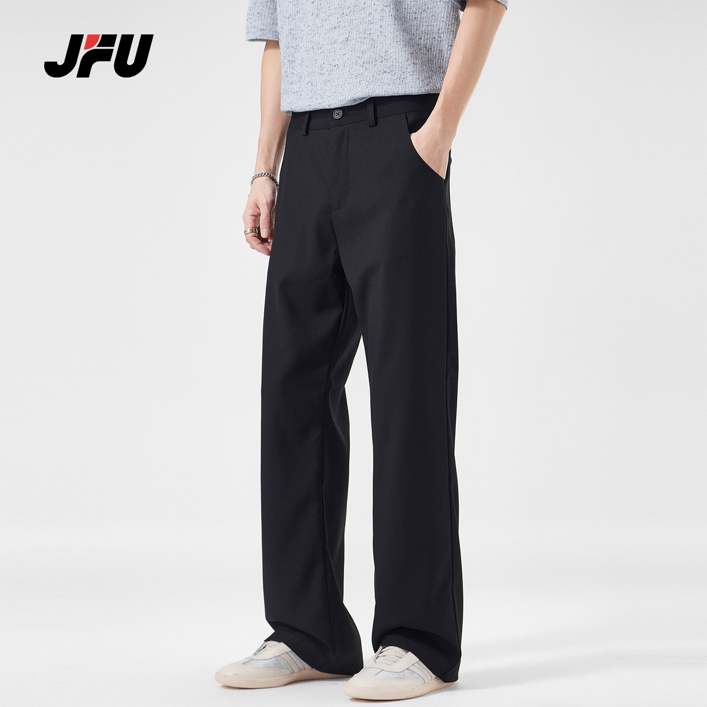 JFU潮牌 春季新款美式阔腿休闲裤男直筒宽松垂感高级感西装长裤
