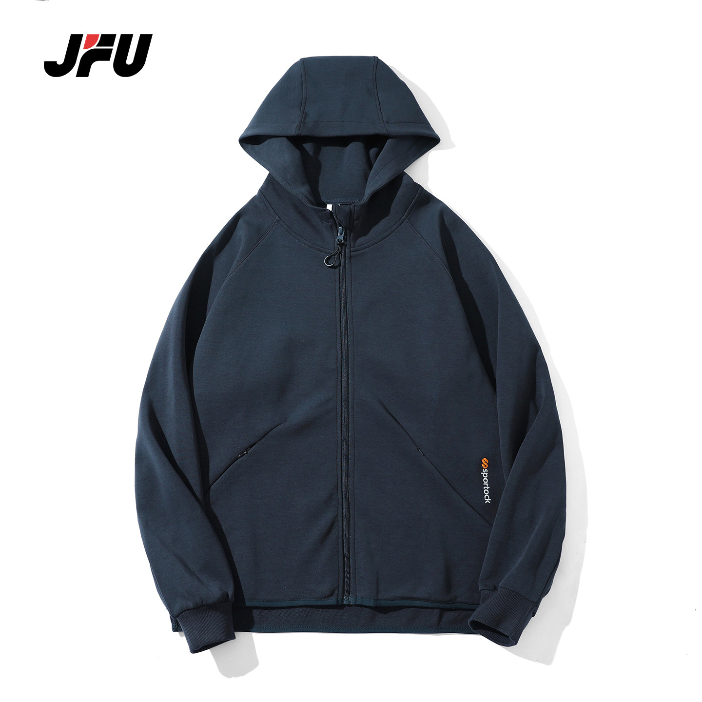 JFU潮牌 秋季美式复古宽松连帽卫衣男款休闲百搭拉链开衫外套上衣