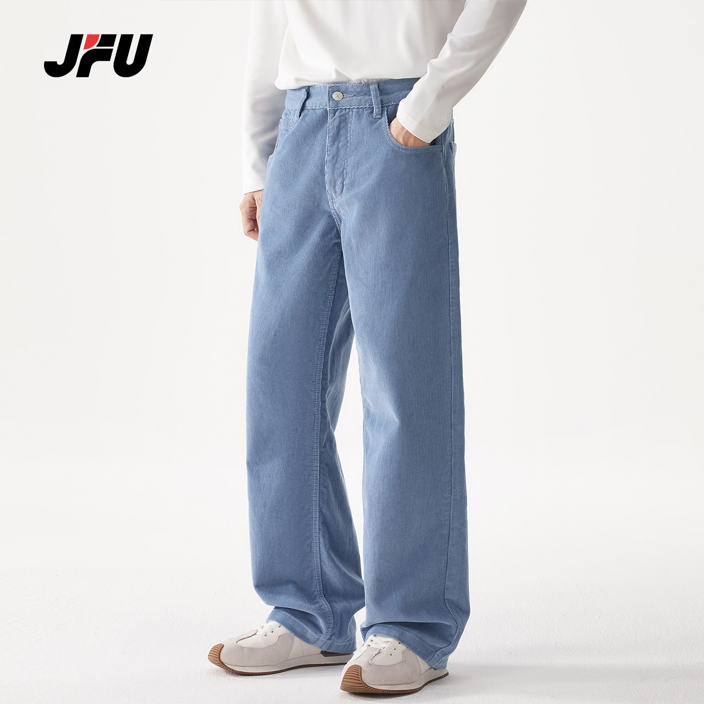 JFU潮牌美式复古男直筒牛仔裤图片