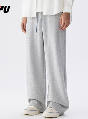 JFU潮牌 秋冬季美式极简风灰色直筒休闲裤男款宽松垂感运动长裤