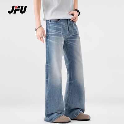 JFU潮牌春夏复古微喇男牛仔裤