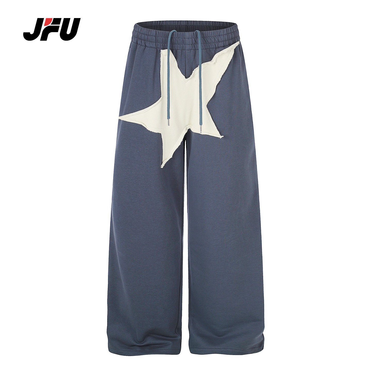 JFU潮牌五角星贴布绣卫裤男