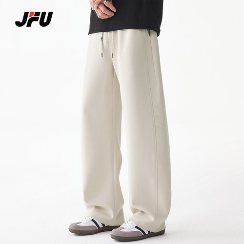 JFU潮牌复古宽松阔腿休闲裤男
