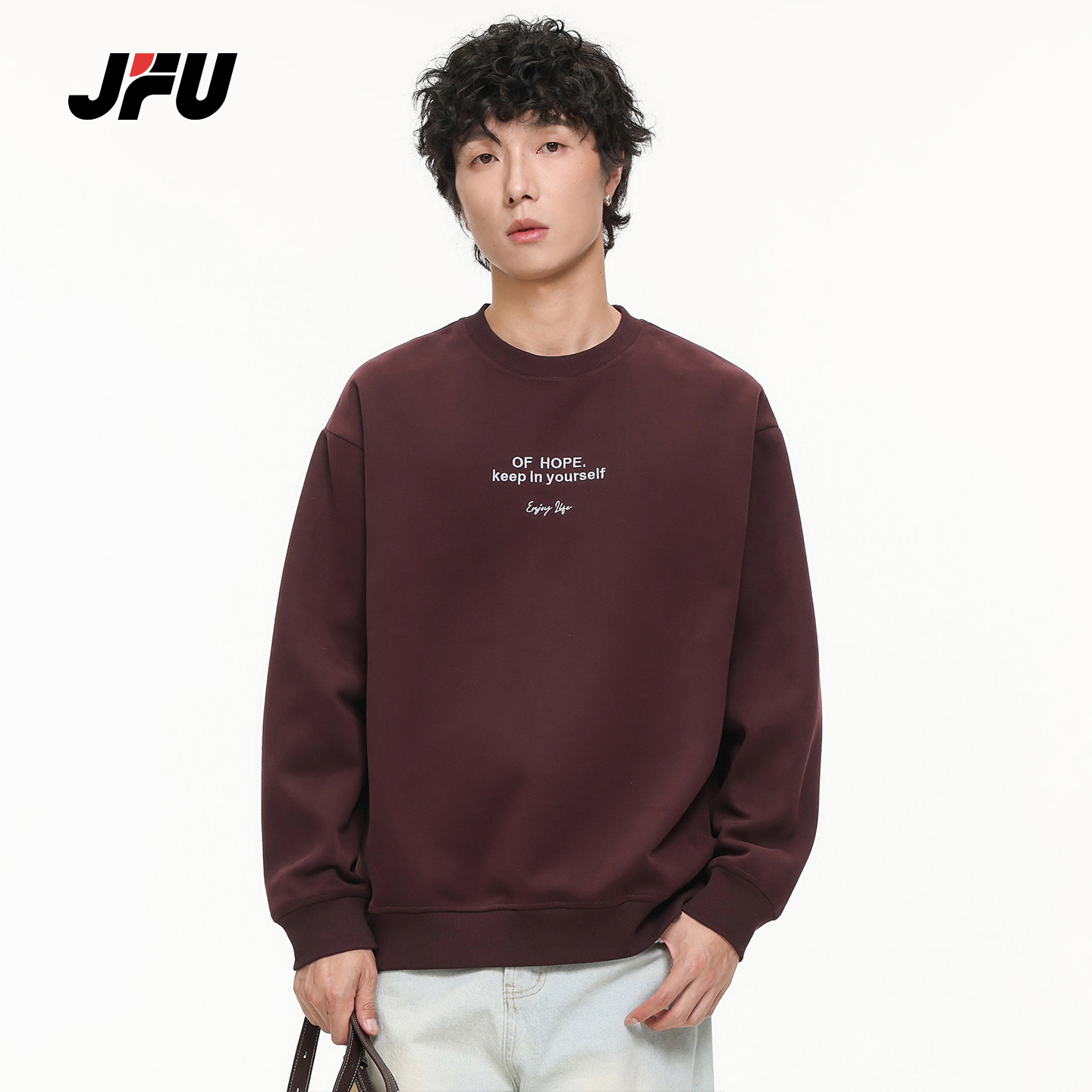 JFU潮牌美式字母印花卫衣男