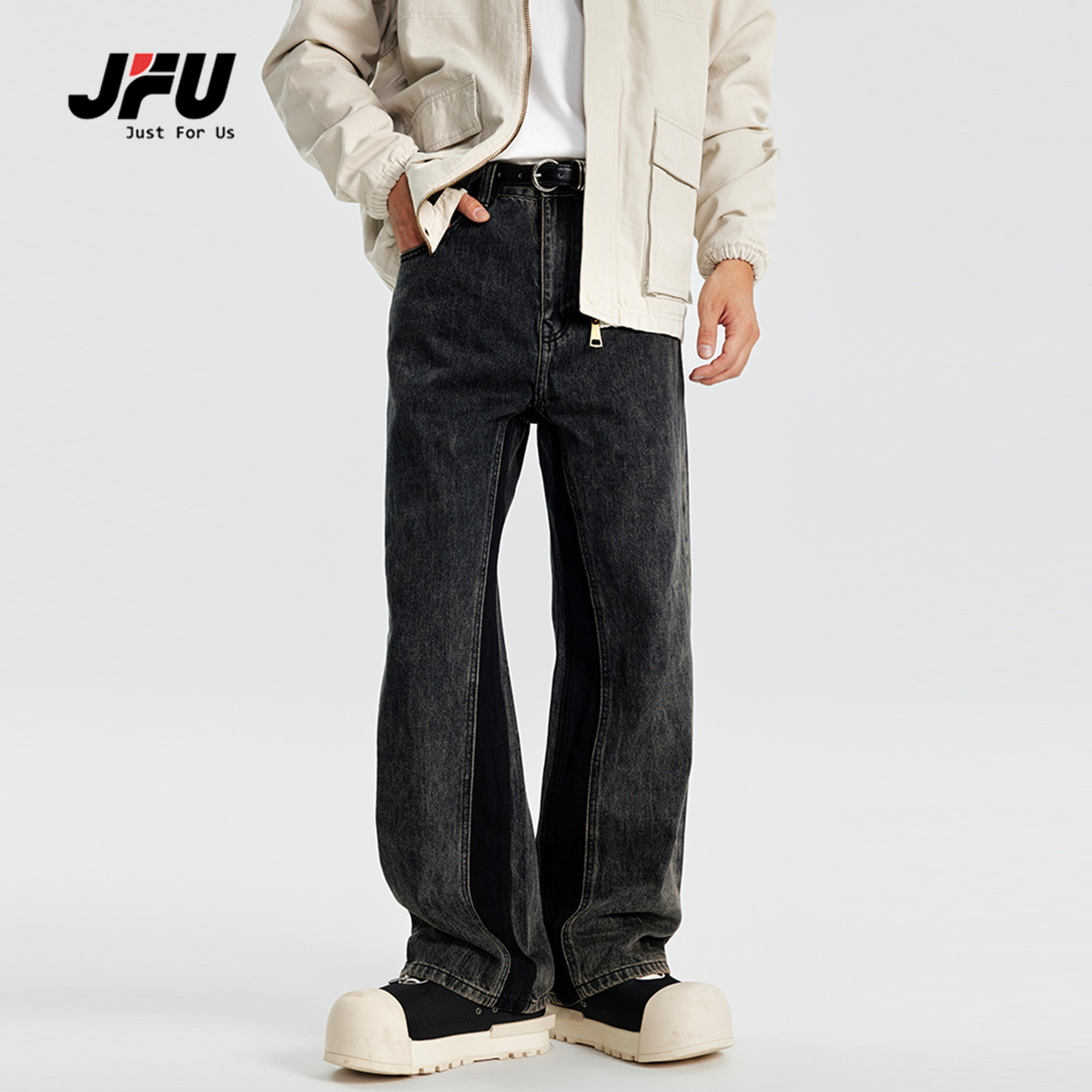 百搭宽松直筒裤JFU微喇秋冬