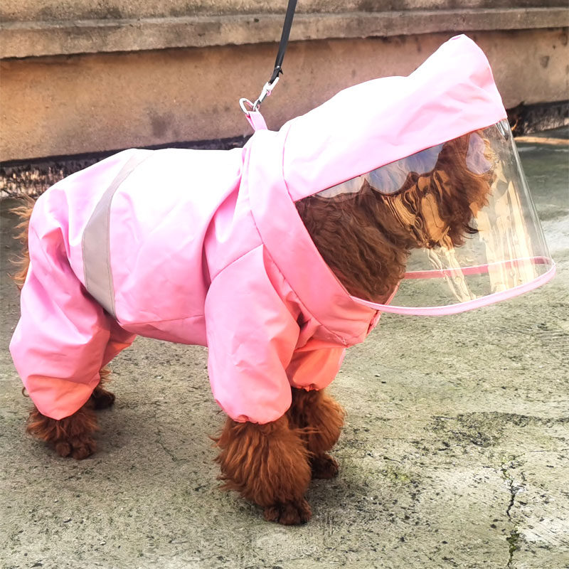狗狗四脚雨衣带牵引全包泰迪比熊博美金毛防脏遛狗防水雨披小型犬