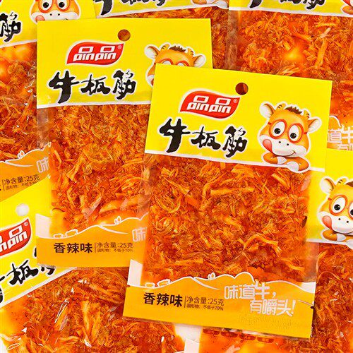品品牛板筋香辣味25g牛筋牛肉干辣条独立小包装休闲零食小吃很忙