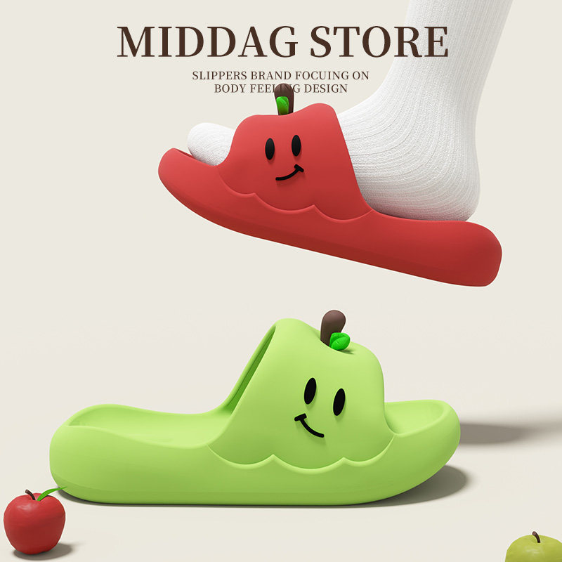 可爱苹果凉拖鞋女2025新款居家室内浴室洗澡防滑厚底静音软底拖鞋,女鞋,一字拖,淘宝优惠券,粉丝福利购,淘宝优惠卷