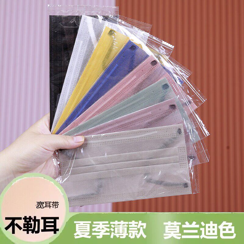 口罩一次性薄款透气夏季一二层夏天单层超薄美容院两层独立黑白色