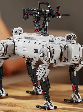 益智玩具现代积木高难度机械武器狗无人拼装军事男孩子96009