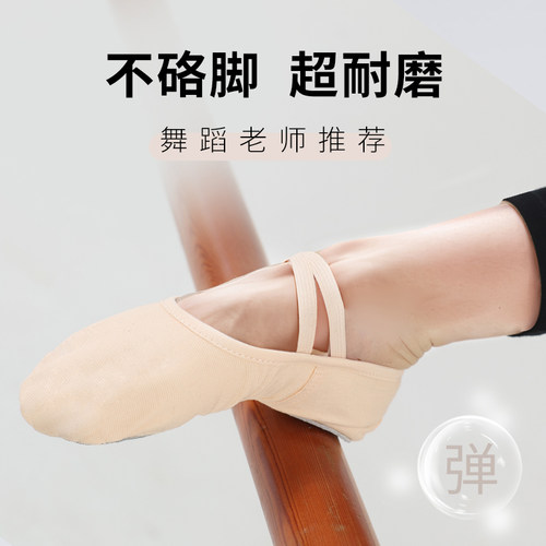 舞蹈鞋儿童女童免系带猫爪鞋成人