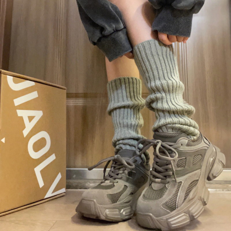 辣妹腿套堆堆袜女秋冬jk针织白色袜套袜子中筒袜日系半截袜小腿袜