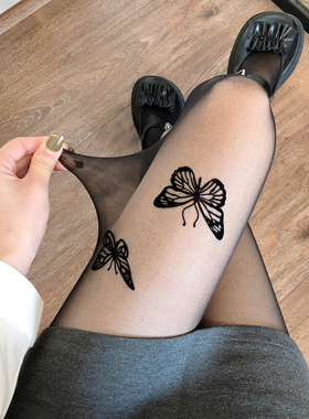 23春夏季薄款透肉性感黑色丝袜裤袜蝴蝶结防勾丝内搭裤袜jk黑丝女