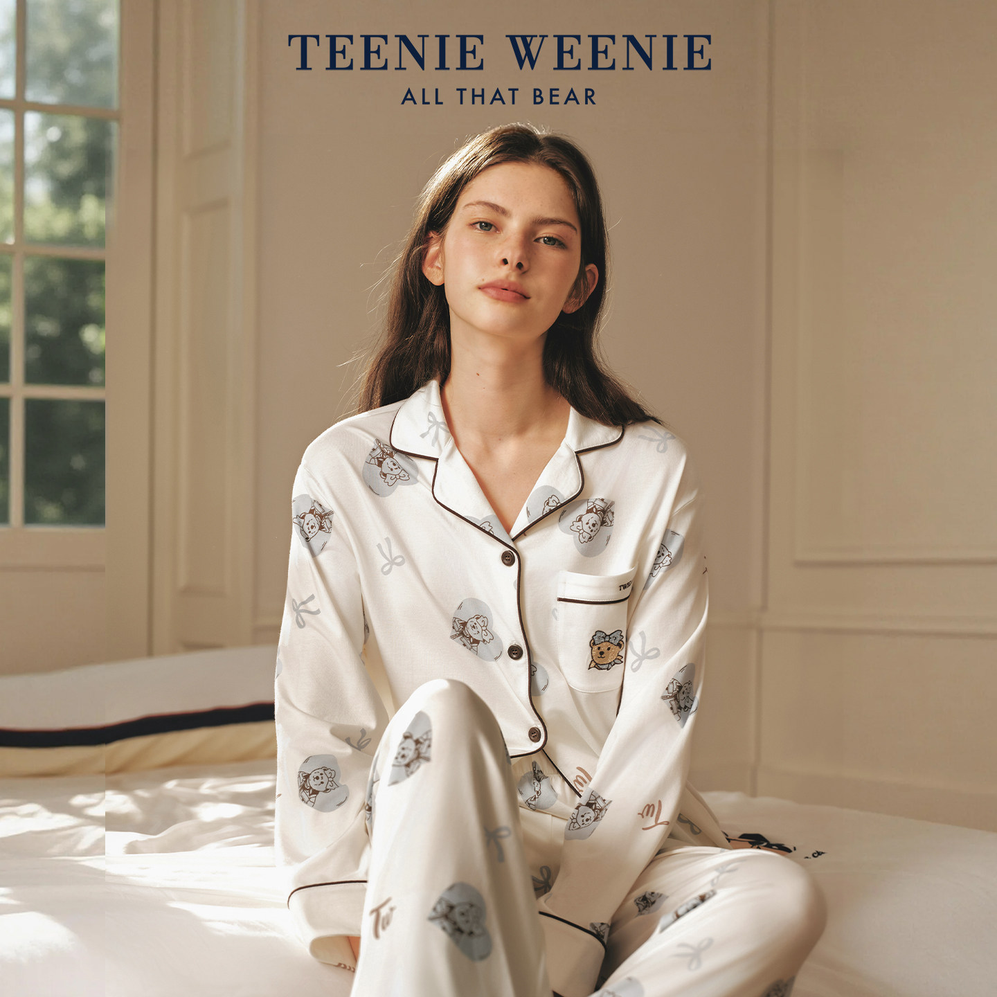 TeenieWeenie小熊莫代尔棉睡衣女2026新款印花女士长