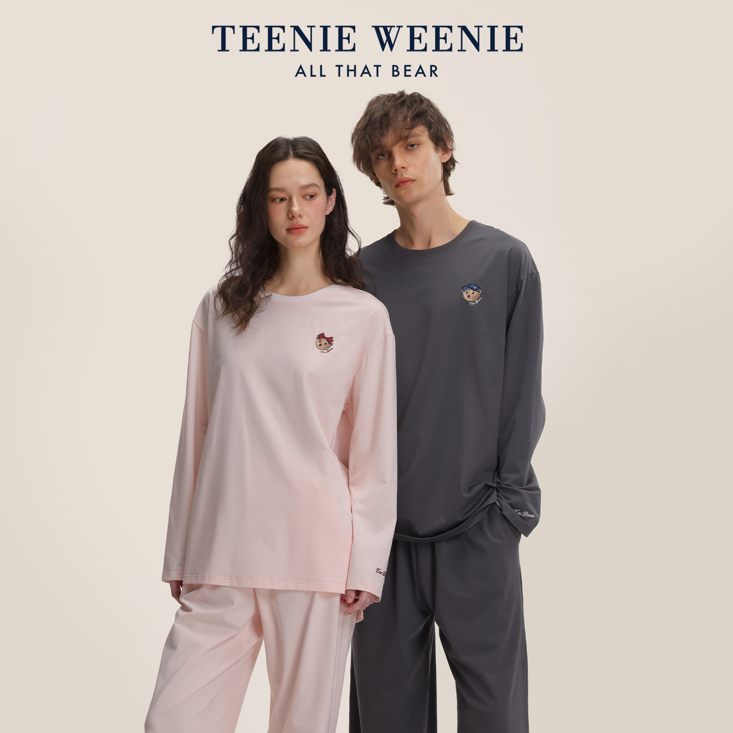 TeenieWeenie小熊情侣纯棉睡衣2026新款春夏季休闲圆