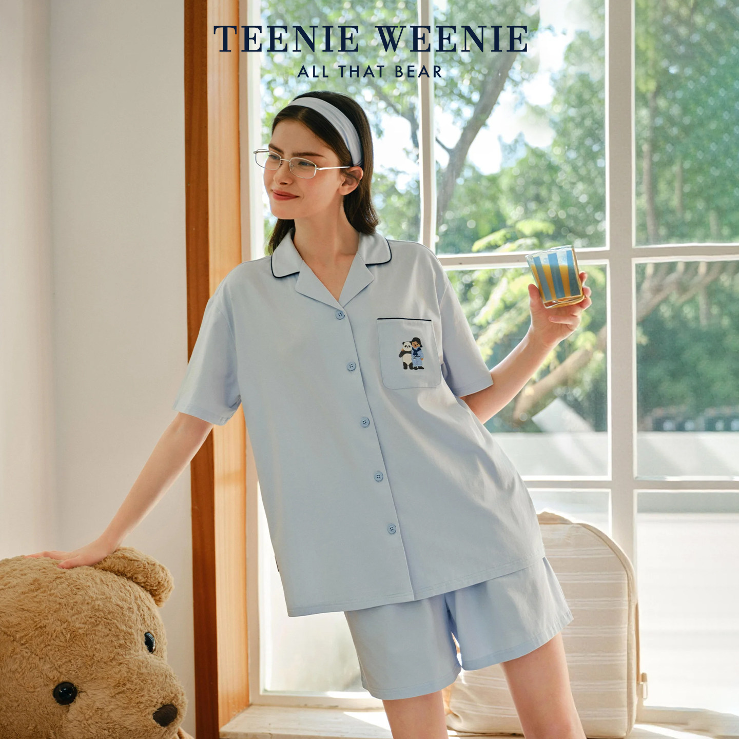 TeenieWeenie小熊纯棉睡衣女款2026新款夏季情侣女士
