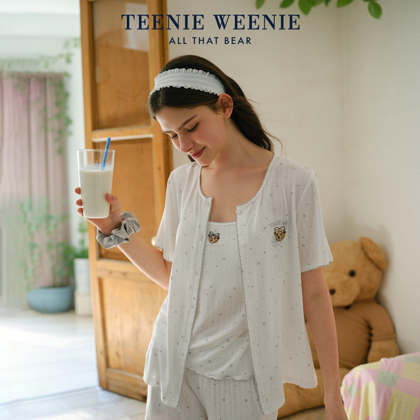 TeenieWeenie小熊睡衣女款莫代尔棉夏季2026新款开衫