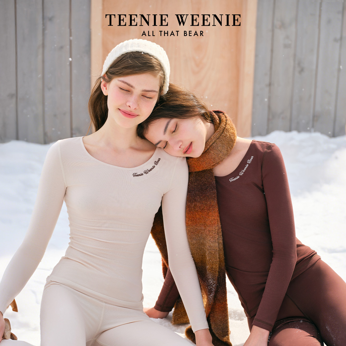 TeenieWeenie小熊蚕丝保暖内衣套装2025年新款加厚男女秋衣秋裤